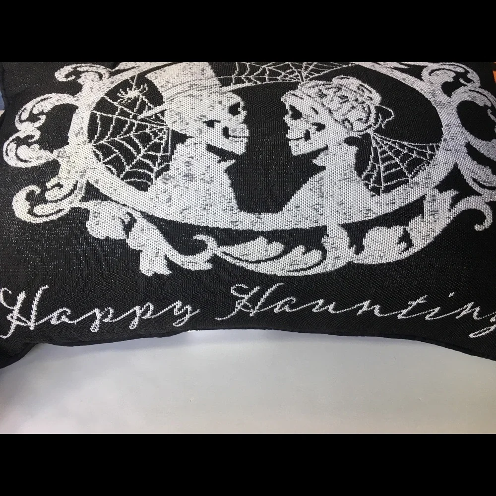 Halloween Victorian Skeleton Couple Throw Pillow